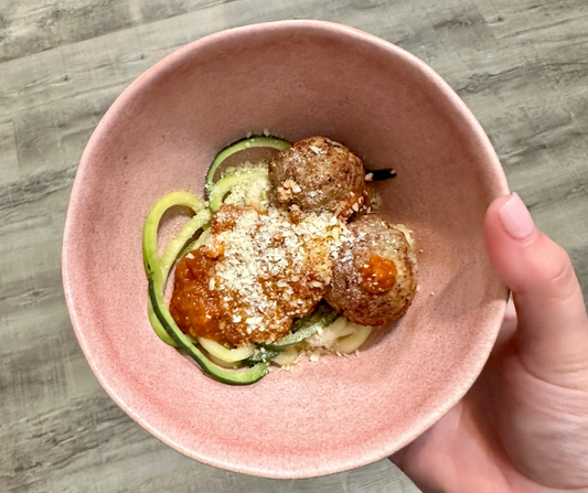 Chicken Meatballs & Zoodles in Red Sauce
